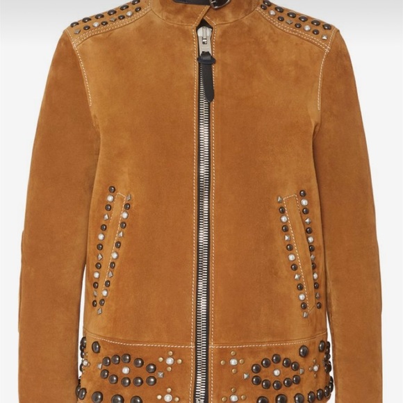 Coach lamb suede leather jacket with studs - Picture 5 of 11